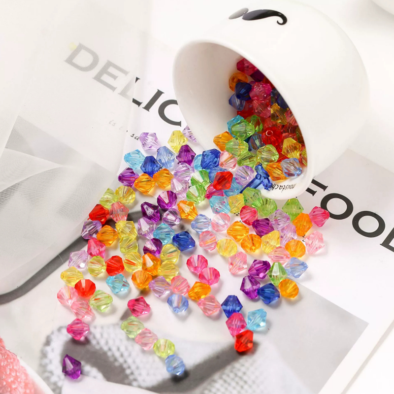 100-500 ชิ้นอะคริลิคโปร่งใสผสมสี Rhomboid Faceted ลูกปัดหลวม DIY เครื่องประดับทําวัสดุ
