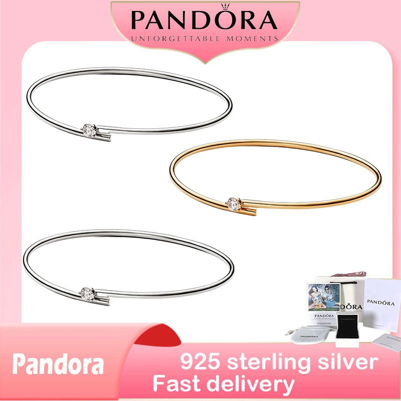 ของแท้ 100% (พร้อมกล่อง) S925 เงินสเตอร์ลิงตัวแทนเพื่อซื้อผลิตภัณฑ์ของขวัญวันเกิด Nova Lab-grown Diamond Open Bracelet 0.25 กะรัต tw 14k White Gold