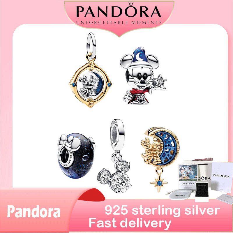 ของแท้ 100% (พร้อมกล่อง) S925 เงินสเตอร์ลิงตัวแทนเพื่อซื้อผลิตภัณฑ์ของขวัญวันเกิด Mickey Mouse & Minnie Mouse Charms Set