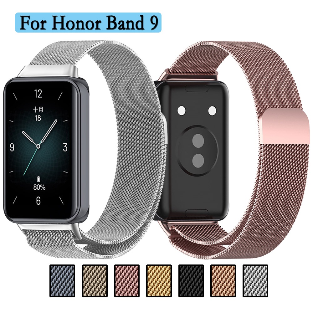 สายรัดแม่เหล็ก Milanese สําหรับ Honor Band 9 โลหะ Correa Stainles เหล็กสายนาฬิกาสร้อยข้อมือนาฬิกาอุป