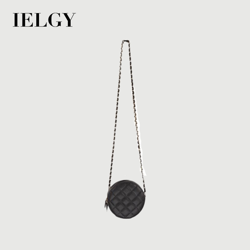 IELGY กระเป๋ากลมเล็กเวอร์ชั่นเกาหลีของเพชรป่ากระเป๋ากลมเล็กไหล่กระเป๋าแนวทแยงกระเป๋าโซ่สีทึบ