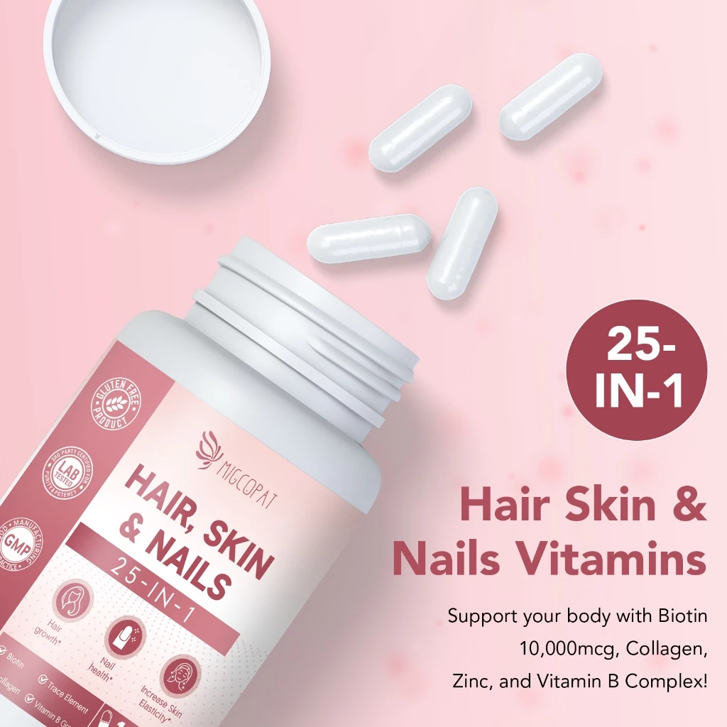 Migcotat Hair อาหารเสริมผิวหนังและเล็บ สูตร 25 In 1 พร้อม Biotin 10000mcg thumbnail 4