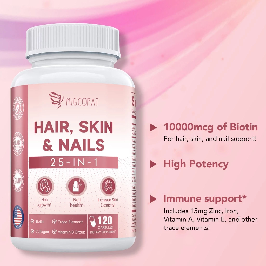 Migcotat Hair อาหารเสริมผิวหนังและเล็บ สูตร 25 In 1 พร้อม Biotin 10000mcg thumbnail 6