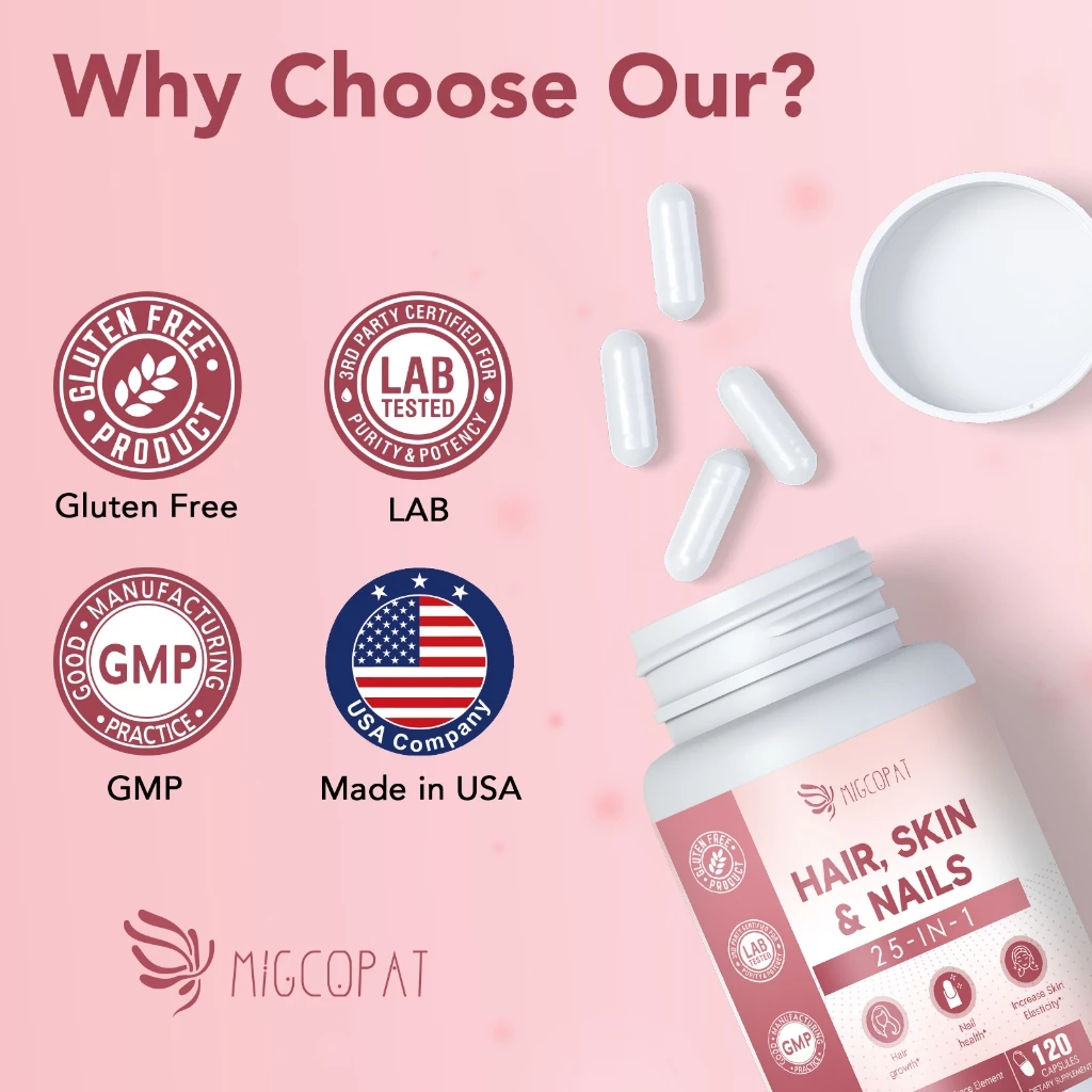 Migcotat Hair อาหารเสริมผิวหนังและเล็บ สูตร 25 In 1 พร้อม Biotin 10000mcg thumbnail 8