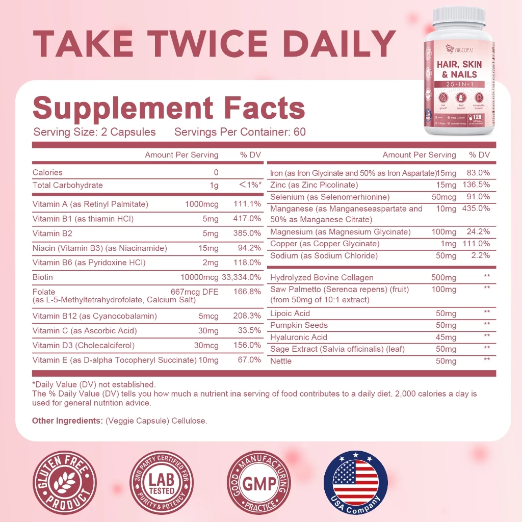 Migcotat Hair อาหารเสริมผิวหนังและเล็บ สูตร 25 In 1 พร้อม Biotin 10000mcg thumbnail 3
