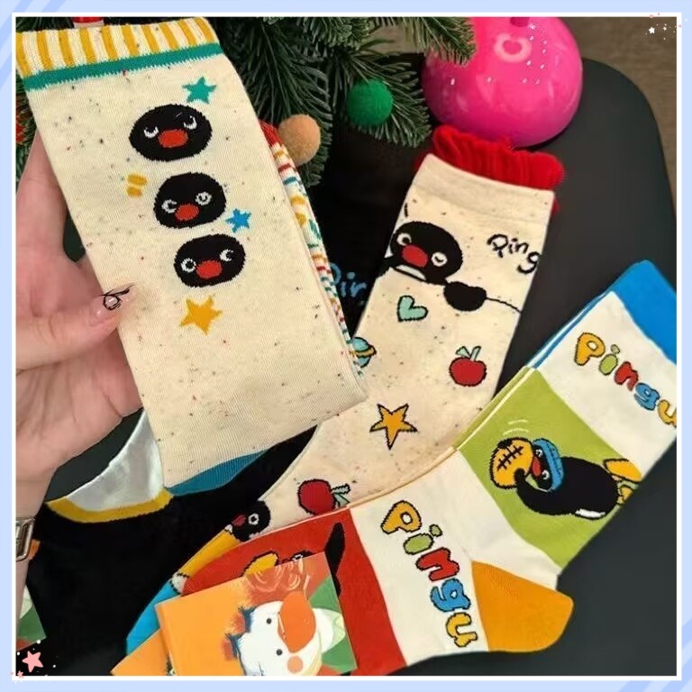 ถุงเท้าผ้าฝ้ายแบบเพนกวินสาวการ์ตูน ดีไซน์น่ารักสำหรับสวมใส่เล่นกีฬาและการใช้งานทุกวัน #NX001