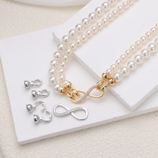 อุปกรณ์มุก ทําเอง ชุบทองแท้กระดุมสองแถวสร้อยคอมุกธรรมชาติโซ่…