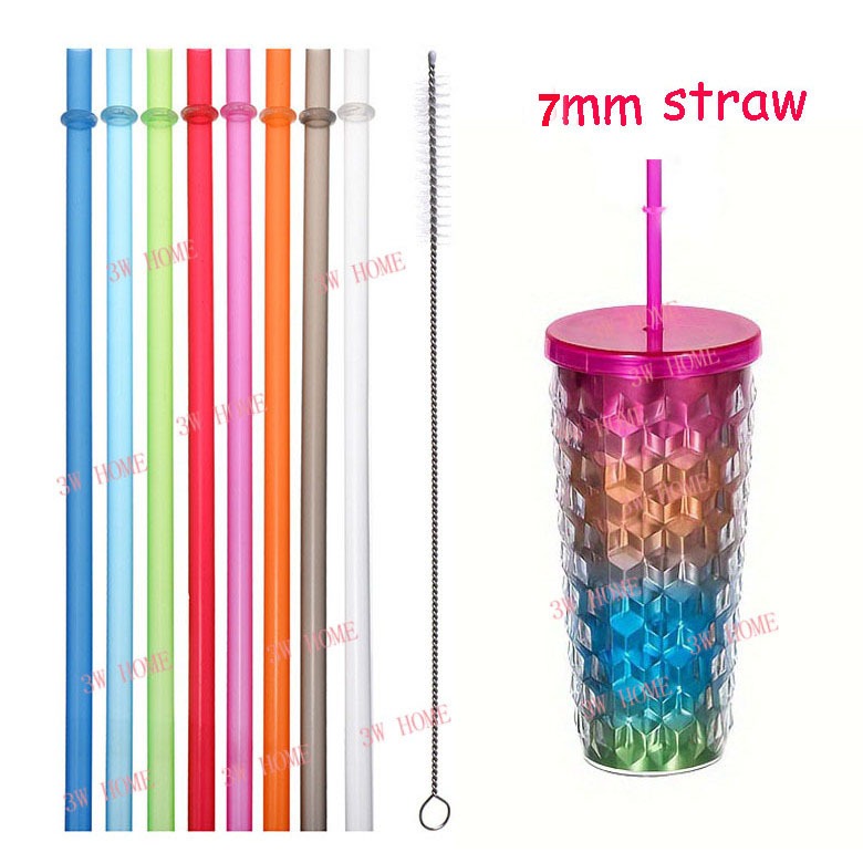 7 มม.* 27 ซม.พลาสติกหลอดแบบใช้ซ้ําได้ใช้งานร่วมกับ SB Tumbler, สีสันยาวหนา Unbreakable ฟางแปรงทําความสะอาดสําหรับ 16oz,20oz,30ozTumbler