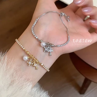 เดรช เพทายเกล็ดหิมะข้ามสร้อยข้อมือมุก แสงหรูหราระดับไฮเอนด์สร้อยข้อมือ ซอก แฟชั่นแสงหรูหราความรู้สึกการออกแบบผ้าเช็ดหน้าส