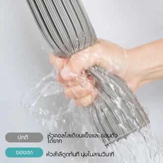 BOSHUO ฟองน้ําถูพื้น, ไม้ถูพื้นขนาดใหญ่ในครัวเรือน, ห้องน้ําซักด้วยมือได้, ผ้าถูพื้นดูดซับหัวผ้าฝ้ายยางพับ