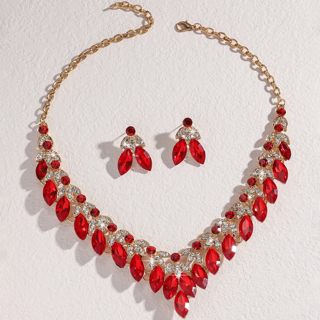 สุภาพสตรีสร้อยคอต่างหูชุดโลหะสร้อยคอต่างหูชุดเครื่องประดับทุกวันงานแต่งงานเครื่องประดับ - รูปที่ 5