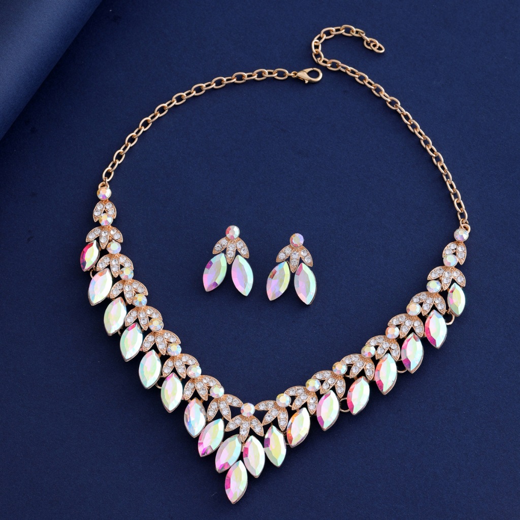 สุภาพสตรีสร้อยคอต่างหูชุดโลหะสร้อยคอต่างหูชุดเครื่องประดับทุกวันงานแต่งงานเครื่องประดับ - รูปที่ 7