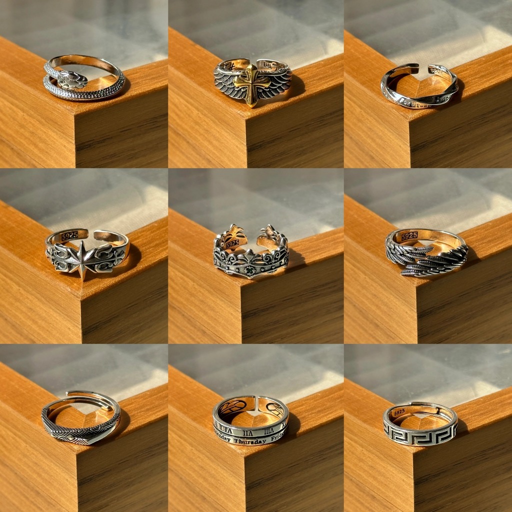 Love2Self MJZ1 แฟชั่นแหวนผู้ชายคอลเลกชันแหวนงูสําหรับผู้ชายปรับแต่งเปิดแหวนแหวนเงิน