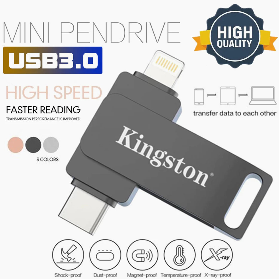 2 in 1 ประเภท C แฟลชไดรฟ์ 1TB Otg Thumb Drive 512GB Otg TypeC Pendrive สําหรับ iPhone Storage Pendrive