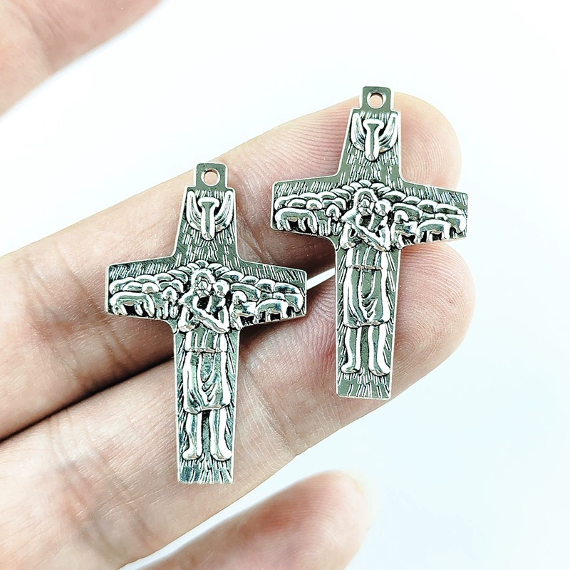 Good Shepherd Pope Francis Papal Cross จี้สําหรับ DIY สร้อยคอลูกประคํา Chaplet เครื่องประดับทําอะไหล่อุปกรณ์เสริม