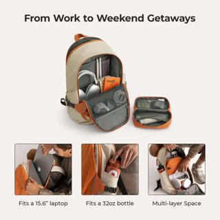 BAGSMART 25L 180 °เปิดกระเป๋าเป้สะพายหลังเดินทาง Clamshell กระเป๋าเป้สะพายหลังคอมพิวเตอร์ 15.6 นิ้ว กระเป๋าเป้สะพายหลังกีฬา