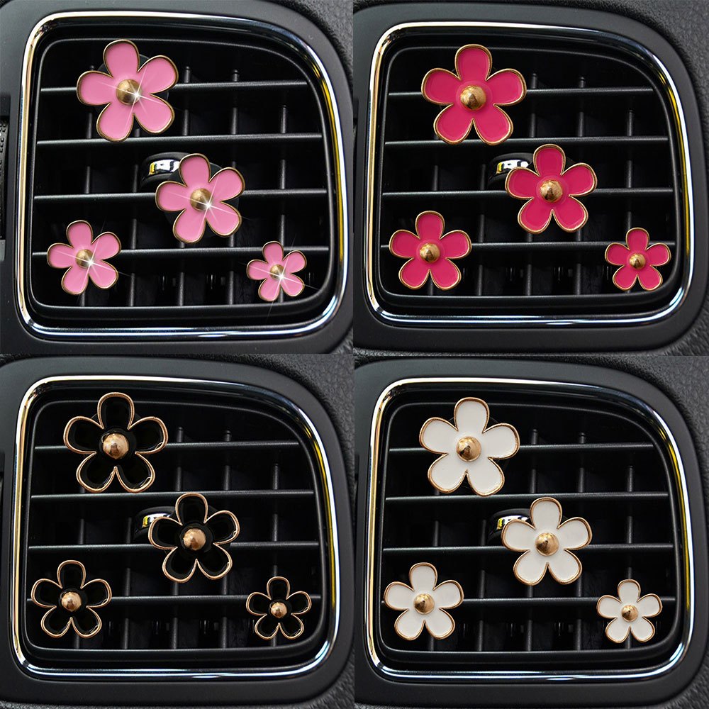 4 ชิ้น/เซ็ตรถ Air Freshener ดอกไม้น่ารักเครื่องประดับรถน้ําหอม Air Outlet คลิปกลิ่นดอกไม้ Pewangi Kereta Bunga Comem รถอุปกรณ์เสริม Aircond