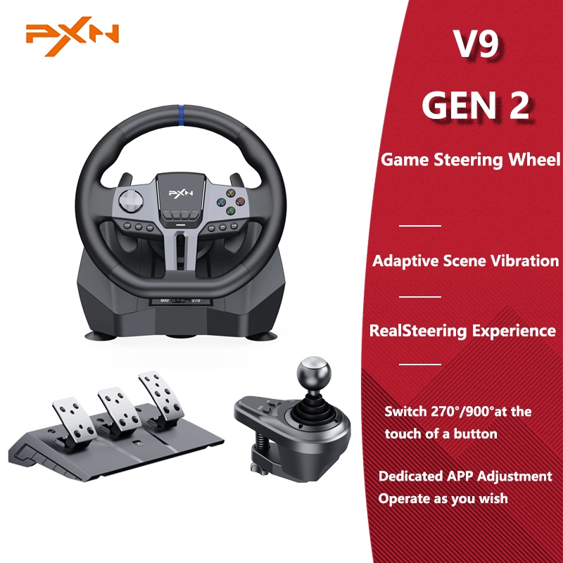 Pxn V9 Gen2 พวงมาลัยเกมมิ่ง 270°/900° ล้อแข่ง Volante สําหรับ PS4/PS3/PC Windows 8,10,11/Switch/Xbox