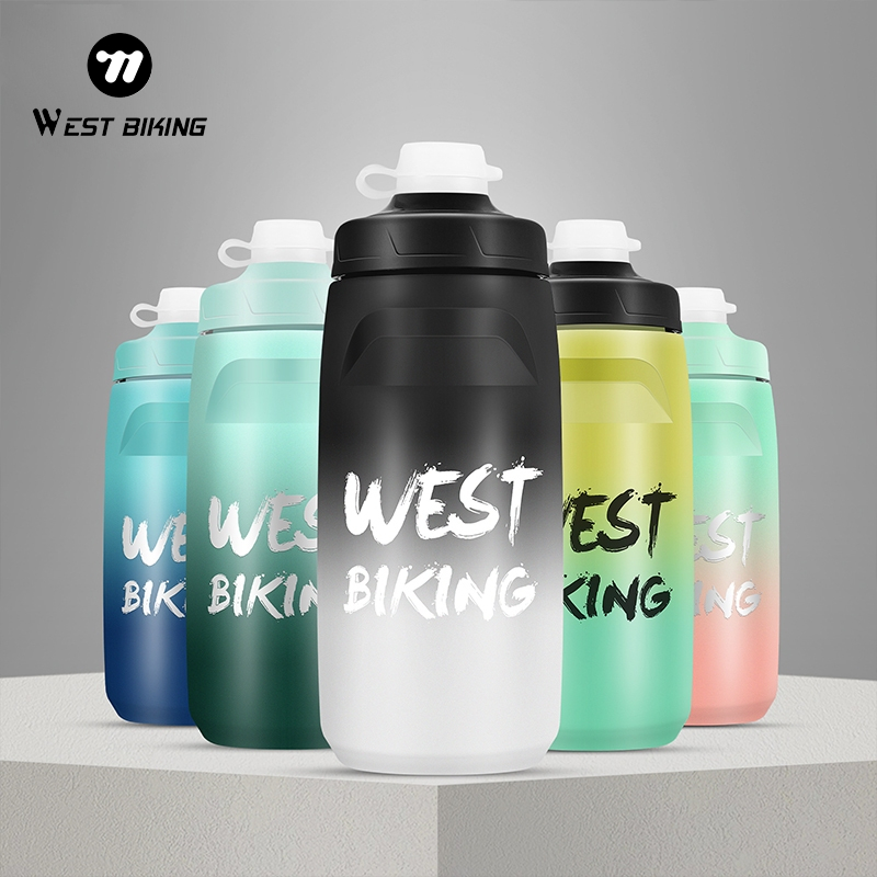 WEST BIKING Bike ขวดน้ําฉนวนขวดขี่จักรยานเย็น PP5 วัสดุ 620ml สีไล่ระดับสีอุปกรณ์จักรยาน