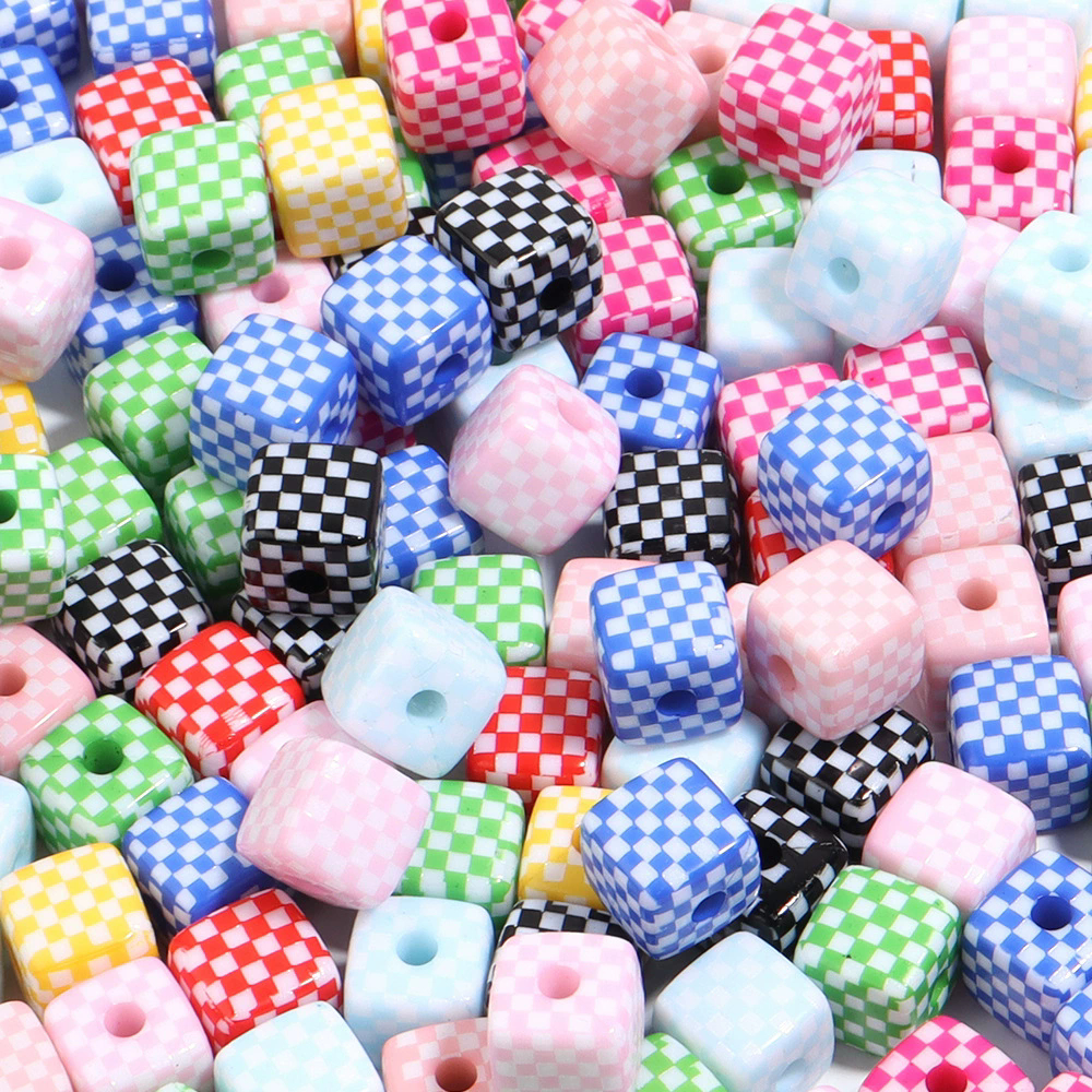 10ชิ้น/ถุงอะคริลิสแควร์สีกระดานหมากรุกลูกปัดตรงหลุมสแควร์หลวมลูกปัดชิ้นส่วนที่ทําด้วยมือวัสดุทําเองพวงกุญแจโซ่โทรศัพท์มือถืออุปกรณ์เครื่อ