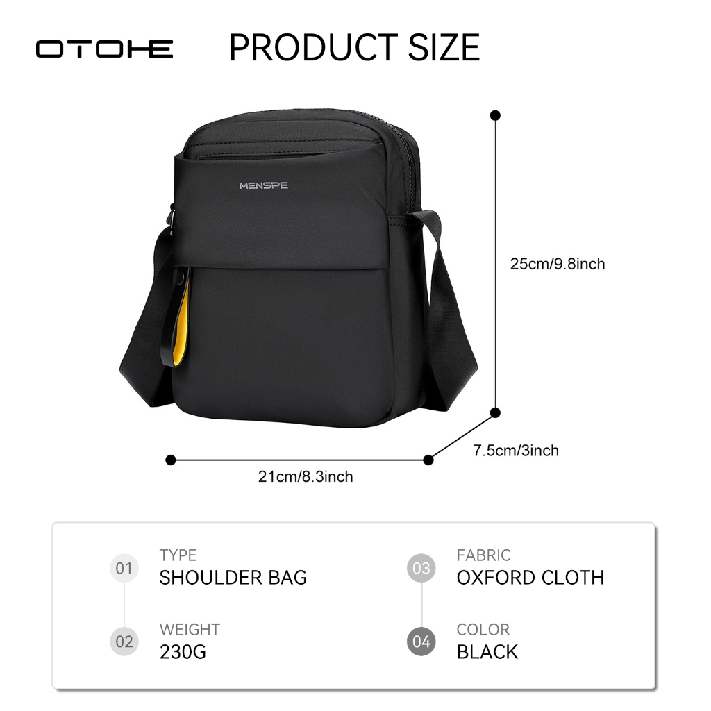 OTOHE กระเป๋าสะพายชาย Casual Cross Body กระเป๋ากระเป๋ากันน้ํา PU LeatherSport Street กระเป๋าสําหรับเดินทางกลางแจ้ง