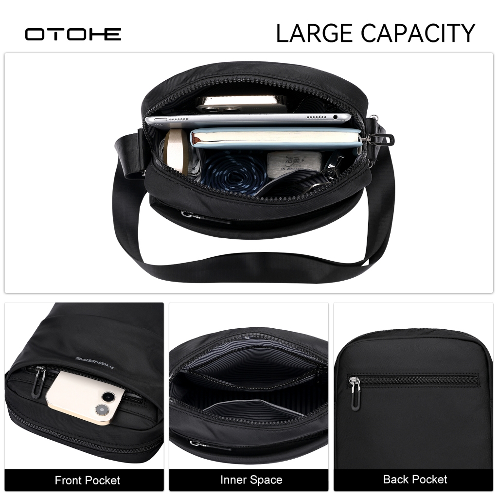OTOHE กระเป๋าสะพายชาย Casual Cross Body กระเป๋ากระเป๋ากันน้ํา PU LeatherSport Street กระเป๋าสําหรับเดินทางกลางแจ้ง