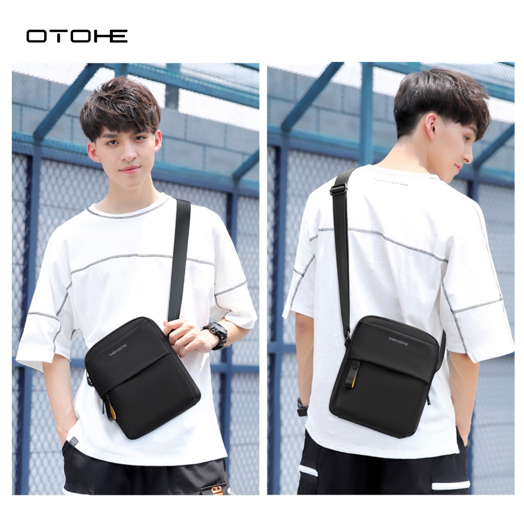 OTOHE กระเป๋าสะพายชาย Casual Cross Body กระเป๋ากระเป๋ากันน้ํา PU LeatherSport Street กระเป๋าสําหรับเดินทางกลางแจ้ง