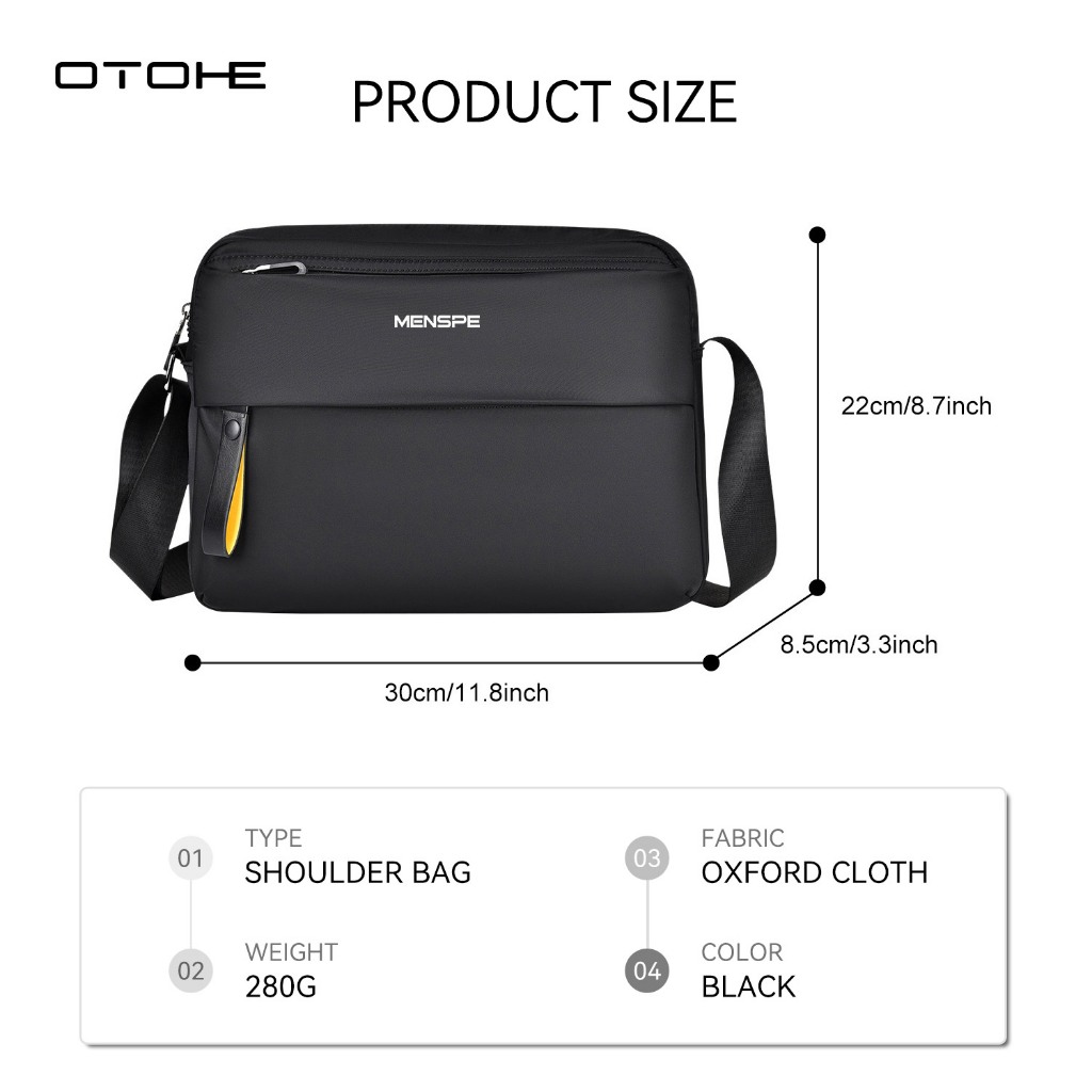OTOHE กระเป๋าสะพายชาย Casual Cross Body กระเป๋ากระเป๋ากันน้ํา PU LeatherSport Street กระเป๋าสําหรับเดินทางกลางแจ้ง