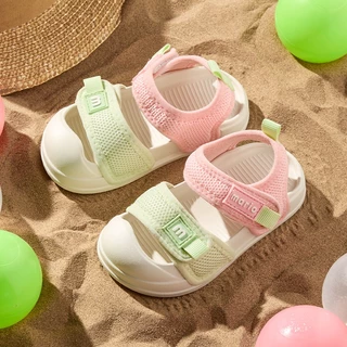 Cheerful Mario รองเท้ารัดส้นเด็ก sandals ตีนตุ๊กแก สีพาสเทล รองเท้าแตะหัดเดิน ป้องกันการชน เบา กันลื่น สําหรับเด็กผู้ชาย และเด็กผู้หญิง