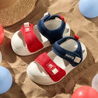 Cheerful Mario รองเท้ารัดส้นเด็ก sandals ตีนตุ๊กแก สีพาสเทล รองเท้าแตะหัดเดิน ป้องกันการชน เบา กันลื่น สําหรับเด็กผู้ชาย และเด็กผู้หญิง