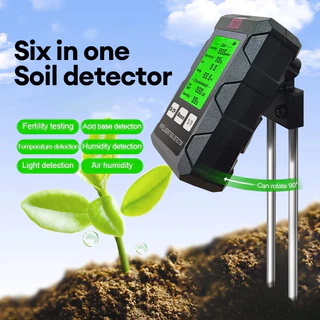 ดิจิตอล 6-in-1 เครื่องตรวจจับดินดิน Fertility Analyzer Moisture PH เครื่องทดสอบเครื่องมืออุณหภูมิแสงแดด Light ความชื้นสําหรับพืชสวน