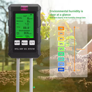 ดิจิตอล 6-in-1 เครื่องตรวจจับดินดิน Fertility Analyzer Moisture PH เครื่องทดสอบเครื่องมืออุณหภูมิแสงแดด Light ความชื้นสําหรับพืชสวน