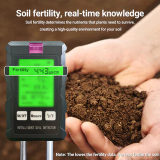 ดิจิตอล 6-in-1 เครื่องตรวจจับดินดิน Fertility Analyzer Moisture PH เครื่องทดสอบเครื่องมืออุณหภูมิแสงแดด Light ความชื้นสําหรับพืชสวน