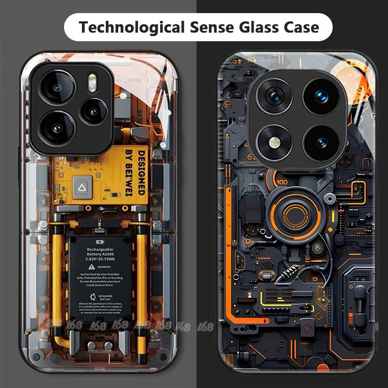 เคส Redmi Note 14 15 12 13 5G เคส Redmi Note 14 12 13 15 Pro 5G Plus แผงวงจร PCBA Glass เคสโทรศัพท์กันกระแทกพร้อมตัวป้องกันกล้อง ความรู้สึกแนวโน้มทางเทคโนโลยี ฝาครอบโทรศัพท์สําหรับเด็กผู้ชาย
