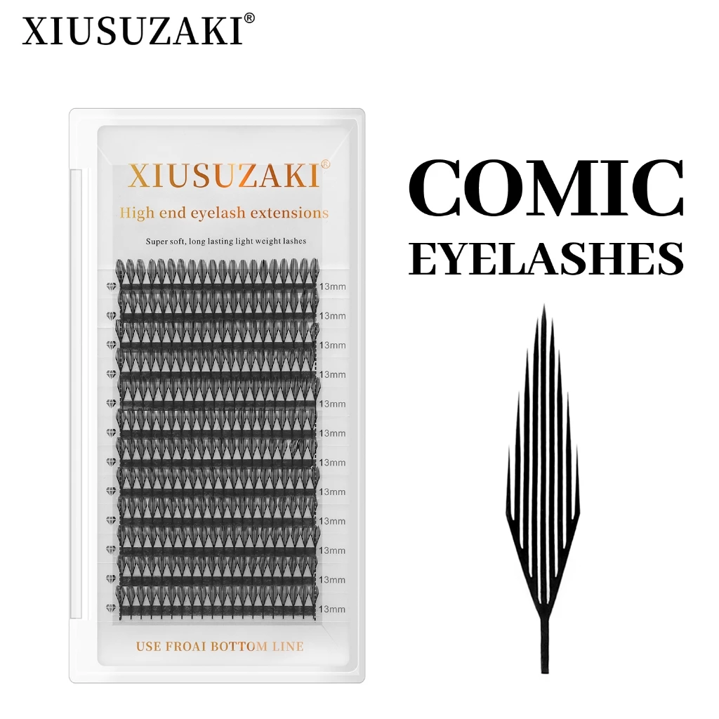 XIUSUZAKI 12 แถวการ์ตูนขนตาสไตล์ใหม่ False Lashes ปลอม Mink วัสดุ Soft Eyelash Extension