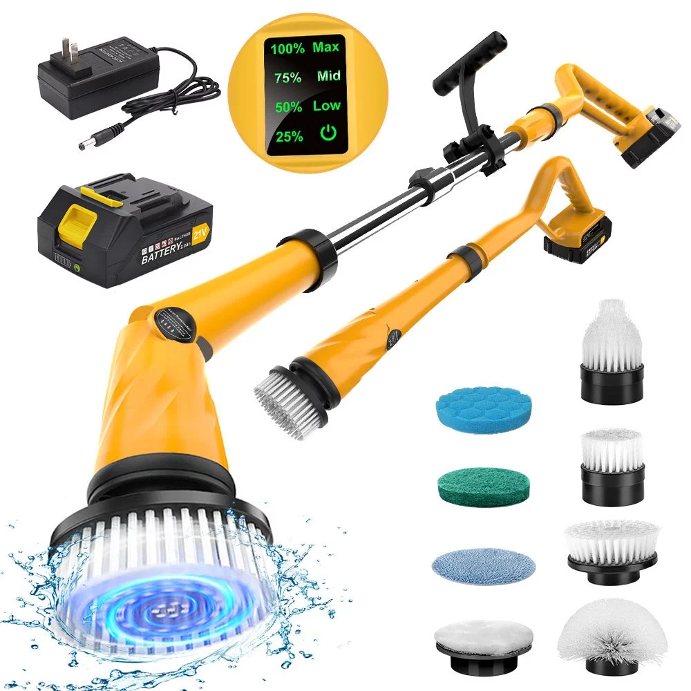 Qimedo เครื่องขัดพื้นไฟฟ้าไร้สาย 1500 RPM แรงขัดสูง หัวแปรง 8 หัว กันน้ำ