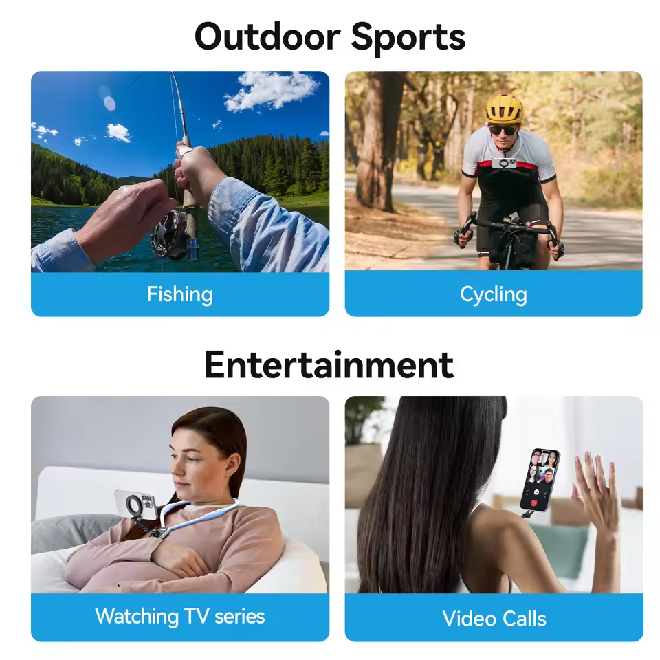 Telesin Mobile phone 2.0 neck bracket  Suitable for all mobile phones วงเล็บแขวนคอ ที่วางโทรศัพท์มือถือ แบบคล้องคอ พร้อมที่วางโทรศัพท์ แบบแม่เหล็ก ปลดเร็ว ปรับได้หลายมุม พร้อมสายคล้อง และแหวนโลหะ สําหรับ iPhone 15 14 13 12 Android Smar