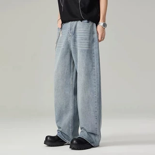 BAGGY JEANS กางเกงยีนส์ขายาว ทรงกระบอกใหญ่ สีฟอกสนิม