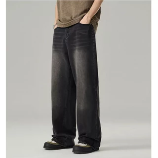 BAGGY JEANS กางเกงยีนส์ขายาว ทรงกระบอกใหญ่ สีฟอกสนิม