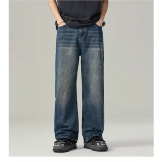 BAGGY JEANS กางเกงยีนส์ขายาว ทรงกระบอกใหญ่ สีฟอกสนิม