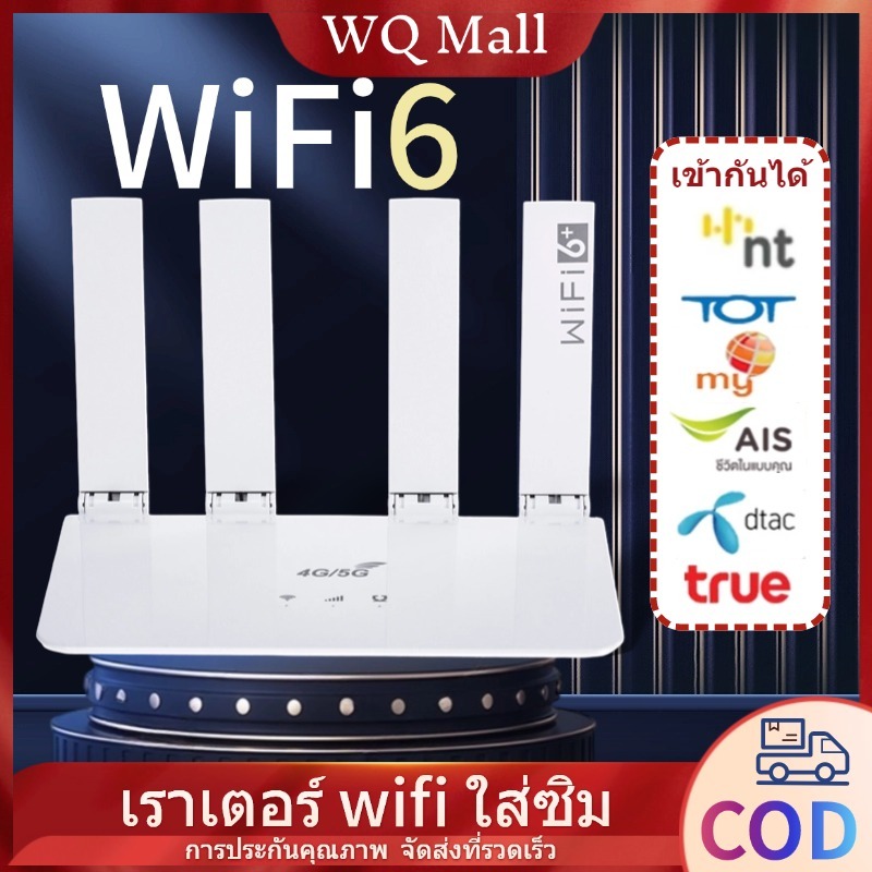 【รุ่นอัปเกรด】WQMall C9Pro เราเตอร์ wifi ใส่ซิม WiFi6 เราเตอร์ใส่ซิม wireless 4G LTE router ใส่ซิม