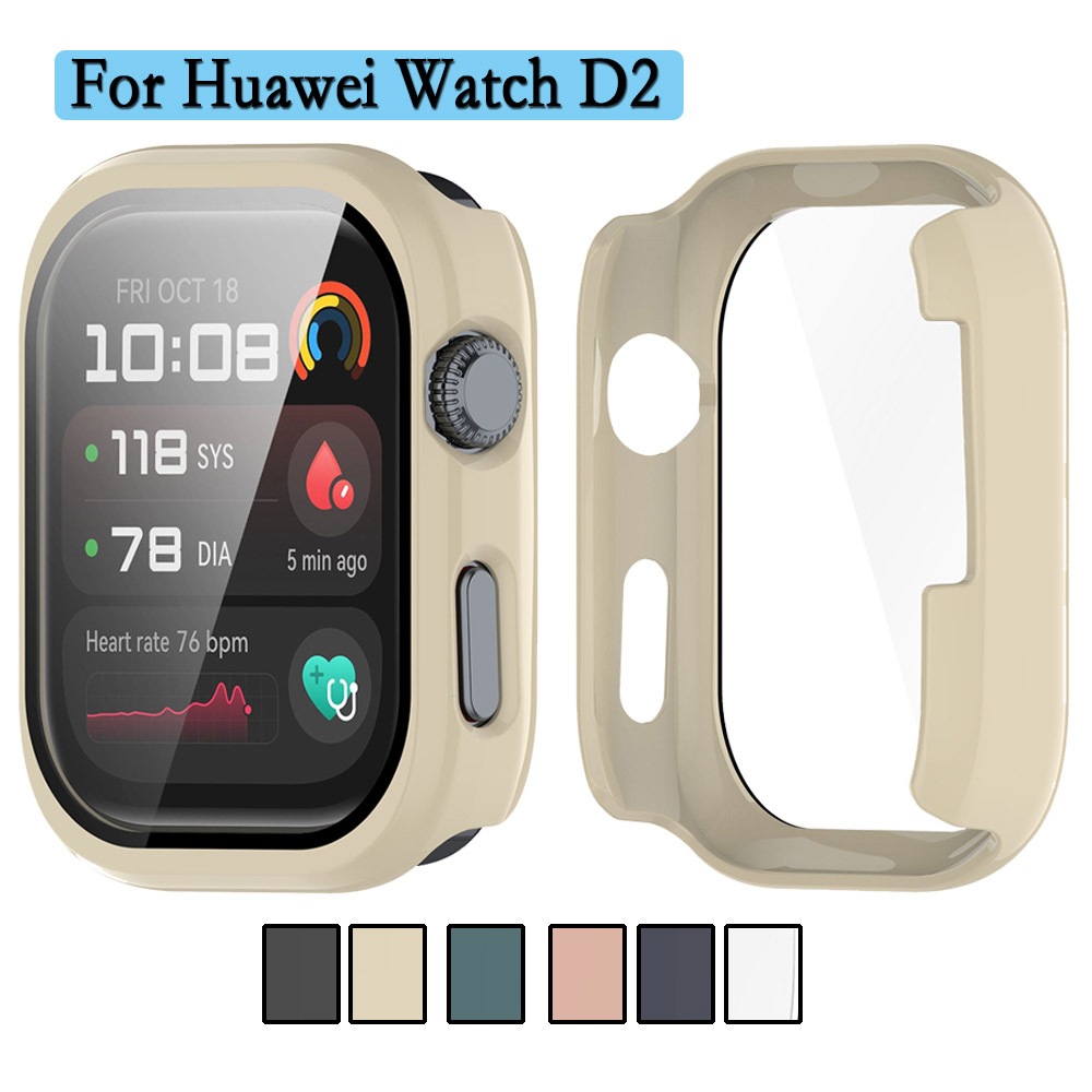 เปลือกนาฬิกาสําหรับ Huawei Watch D2 Full Coverage Case PC Hard Cover พร้อมฟิล์มกระจกนิรภัยคุณภาพสูงป้องกันหน้าจอ