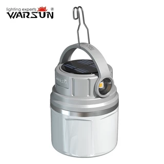 Warsun EB05 800Lumens พลังงานแสงอาทิตย์ LED Camping Light USB ชาร์จ Super Bright Dual Source เต็นท์แบบพกพาพร้อมตะขอสําหรับเดินป่ากลางแจ้งบ้านฉุกเฉิน
