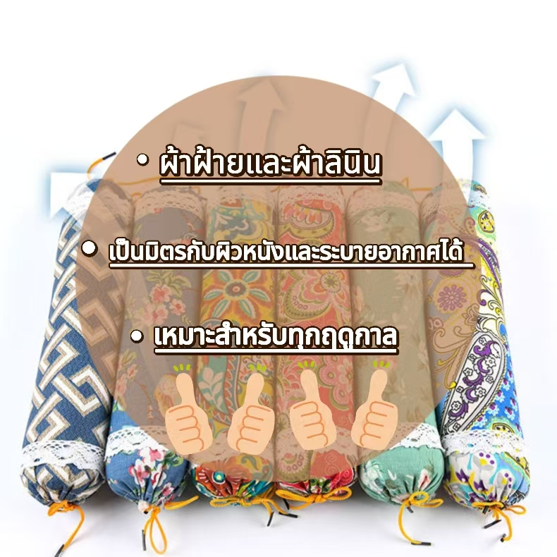 CozyYard #สินค้าจุด# หมอนรองคอสไตล์จีน ผ้าลินิน ไส้ไม้วอร์มวูด ช่วยการนอนหลับ แรงฉุดทางกายภาพปกป้องกระดูกสันหลังส่วนคอของคุณ เหมาะกับทุกวัย - รูปที่ 2