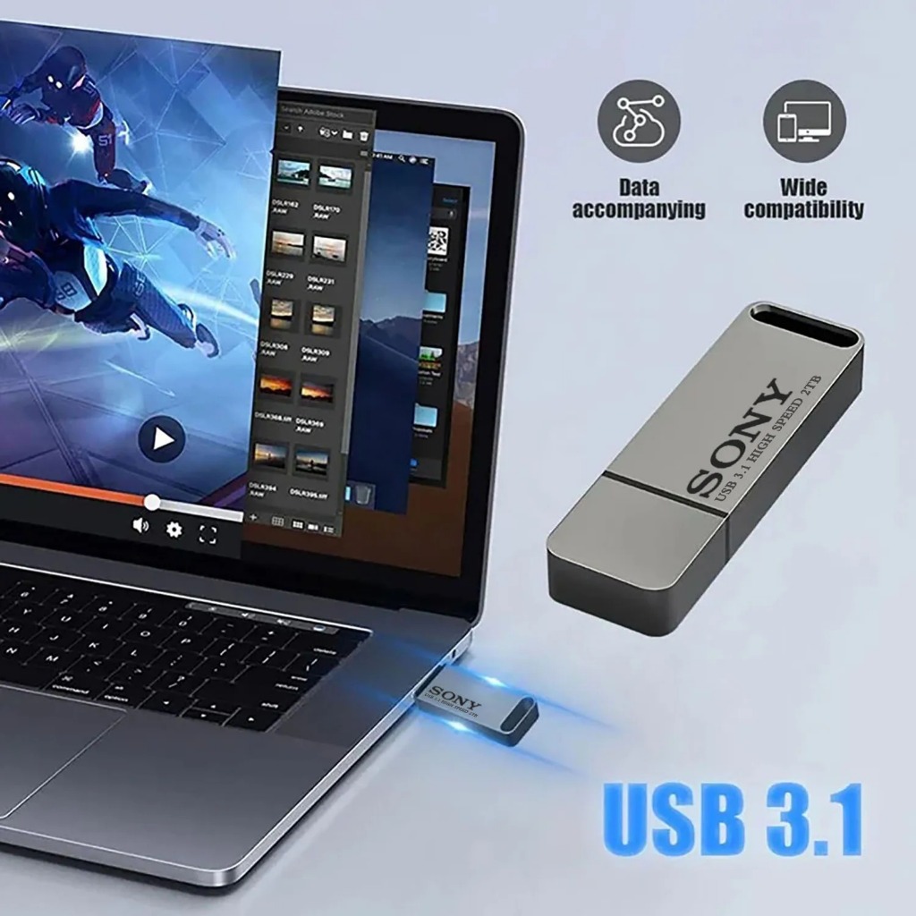Sony ความเร็วสูง Pendrive 2TB USB แฟลชไดรฟ์ 1TB โลหะ Pendrive 512GB 256GB แบบพกพา Memoria USB Stick สําหรับโทรศัพท์ Xiaomi