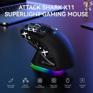 ATTACK SHARK X11 RGB เมาส์เกมมิ่งไร้สาย PAW3311 น้ําหนักเบา คีย์บอร์ด3 โหมด 2.4G/บลูทูธ/มีสาย