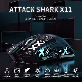 ATTACK SHARK X11 RGB เมาส์เกมมิ่งไร้สาย PAW3311 น้ําหนักเบา คีย์บอร์ด3 โหมด 2.4G/บลูทูธ/มีสาย
