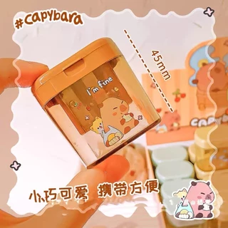 กบเหลาดินสอ คาปิบาระน่ารัก กบเหลาดินสอสองรู กบเหลาดินสอมินิพร้อมฝาปิด กบเหลาดินสอการ์ตูน เครื่องเขียนสร้างสรรค์ อุปกรณ์นั