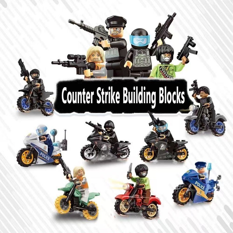 24 ชิ้น Counter Strike Police บล็อกตัวต่อรถจักรยานยนต์ชุดของเล่นเด็ก