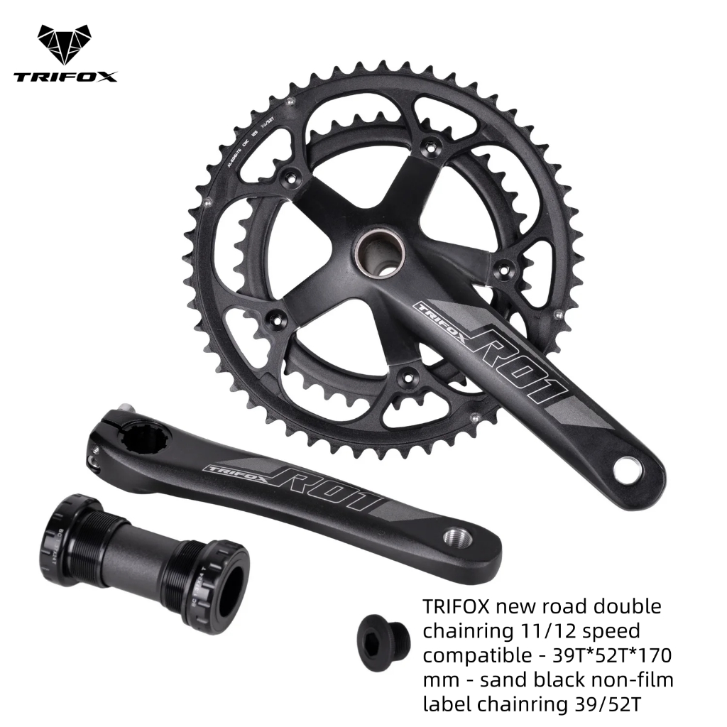 Trifox Road Double Chainring 9/11/12 Speed Compatible - 39T*52T*170mm - Sand Black Non-Film Label Ch
